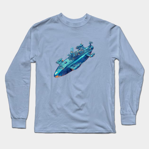 Psychedelic Futuristic Style Submarine Long Sleeve T-Shirt by DavidLoblaw